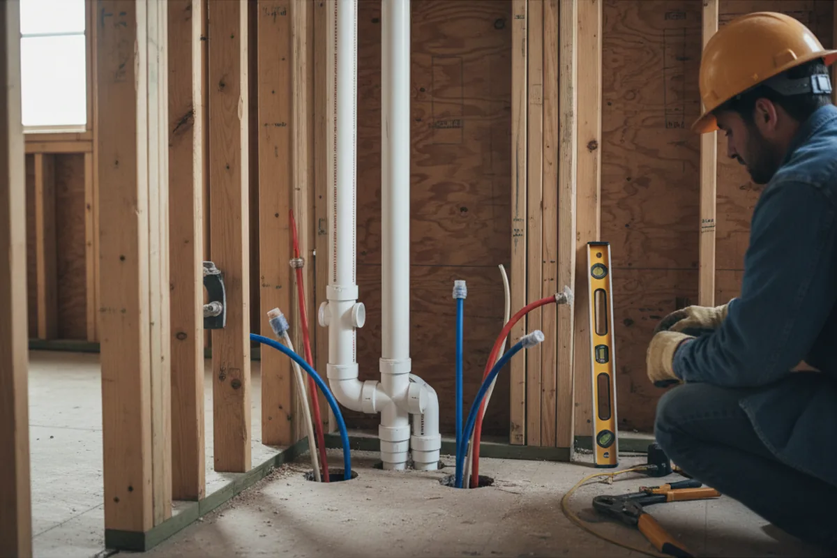 Drain and supply rough-in during Leak Detection in Zelienople